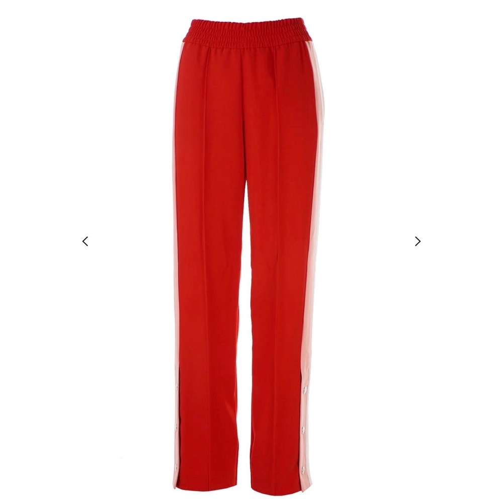 PINKO Red Snap Side Stripe‎ Crepe Track Pants Elastic Waist US 4